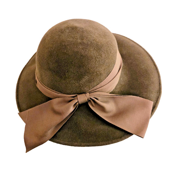 Vintage Therese Ahrens brown felted wool hat with bow main image 6